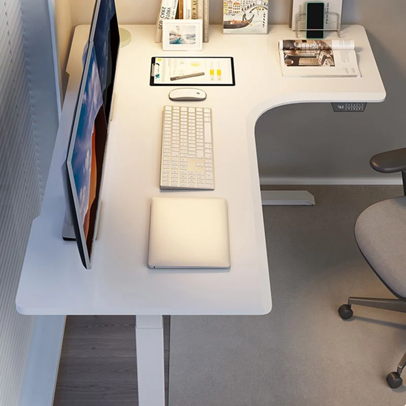 Scrivania moderna per computer, scrivania da casa forma di L, altezza regolabile Clearhalo
