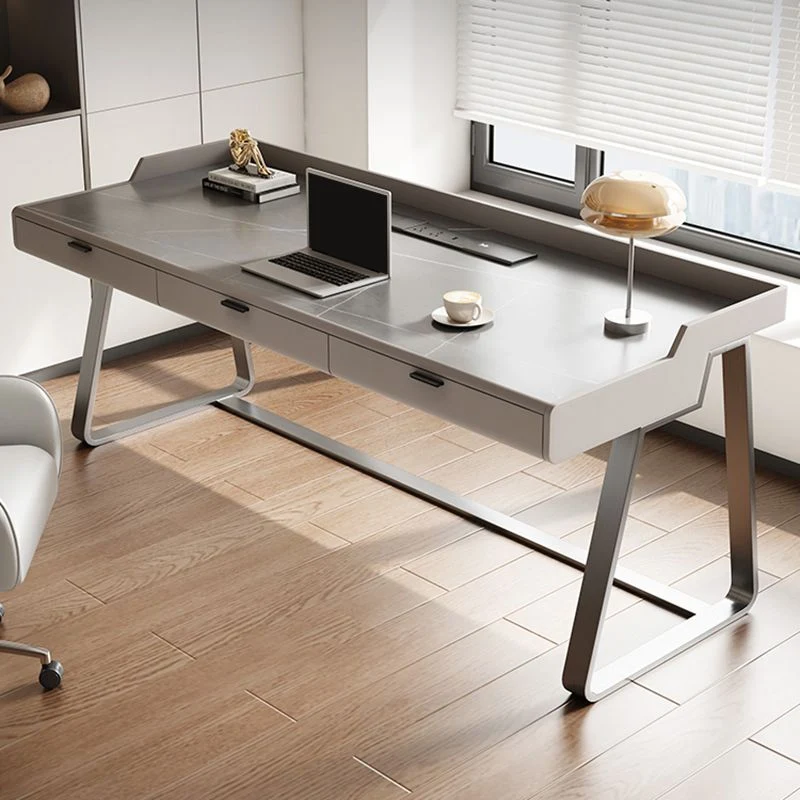 Scrivania moderna pietra per ufficio, rettangolare, con 3 cassetti Clearhalo