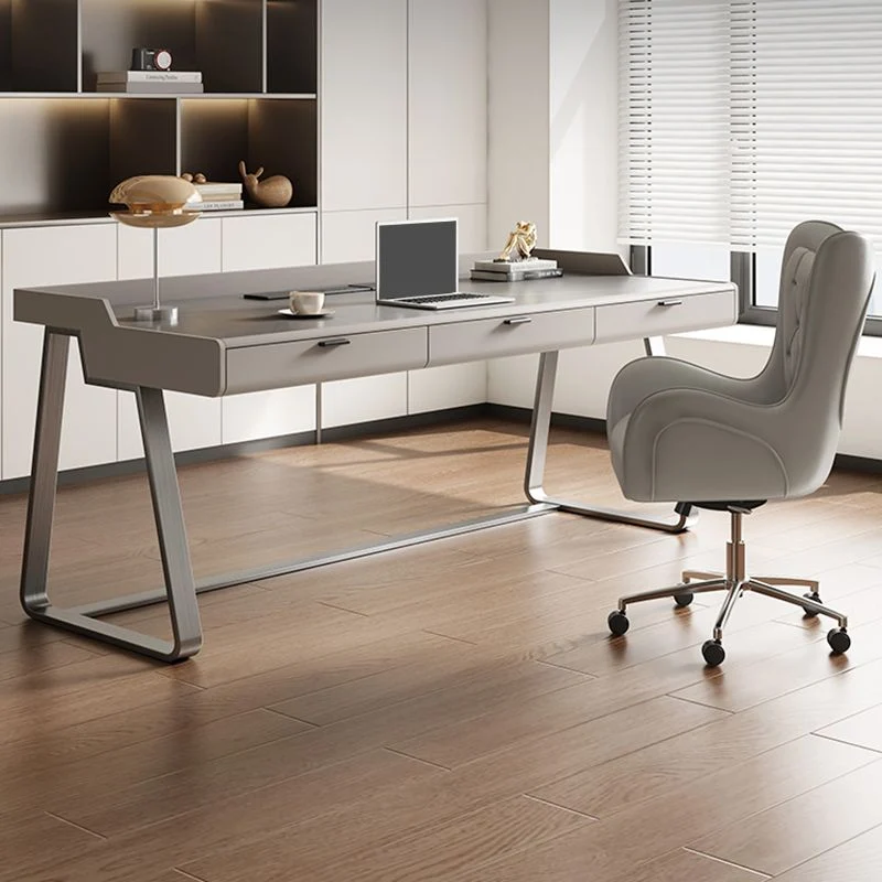 Scrivania moderna pietra per ufficio, rettangolare, con 3 cassetti Clearhalo