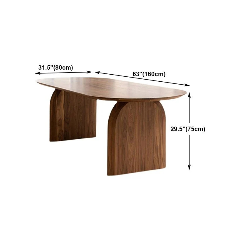 Scrivania moderna pino Scrivania da ufficio ovale legno massello marrone Clearhalo