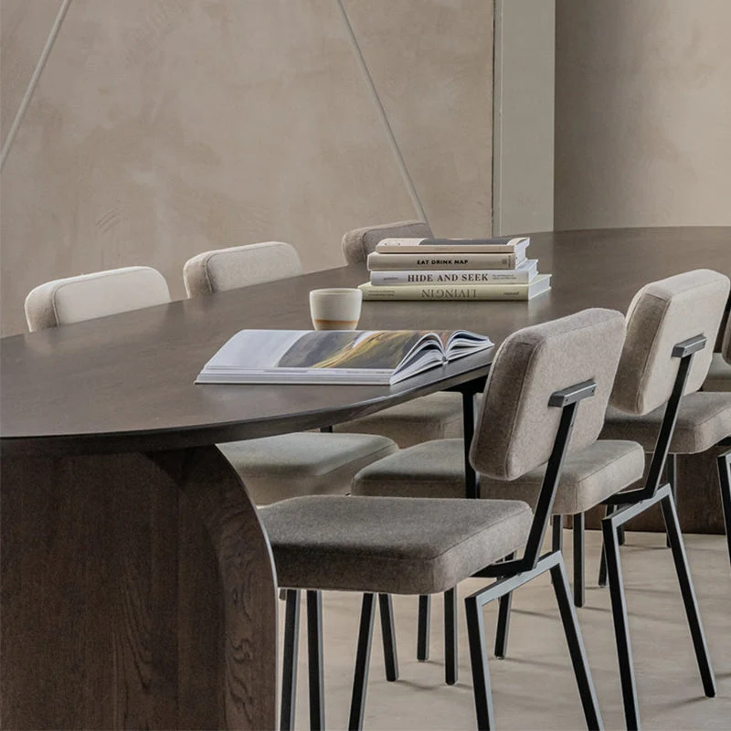 Scrivania moderna pino Scrivania da ufficio ovale legno massello marrone Clearhalo
