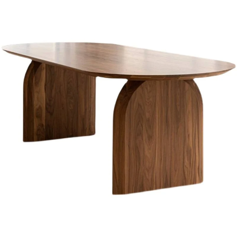 Scrivania moderna pino Scrivania da ufficio ovale legno massello marrone Clearhalo