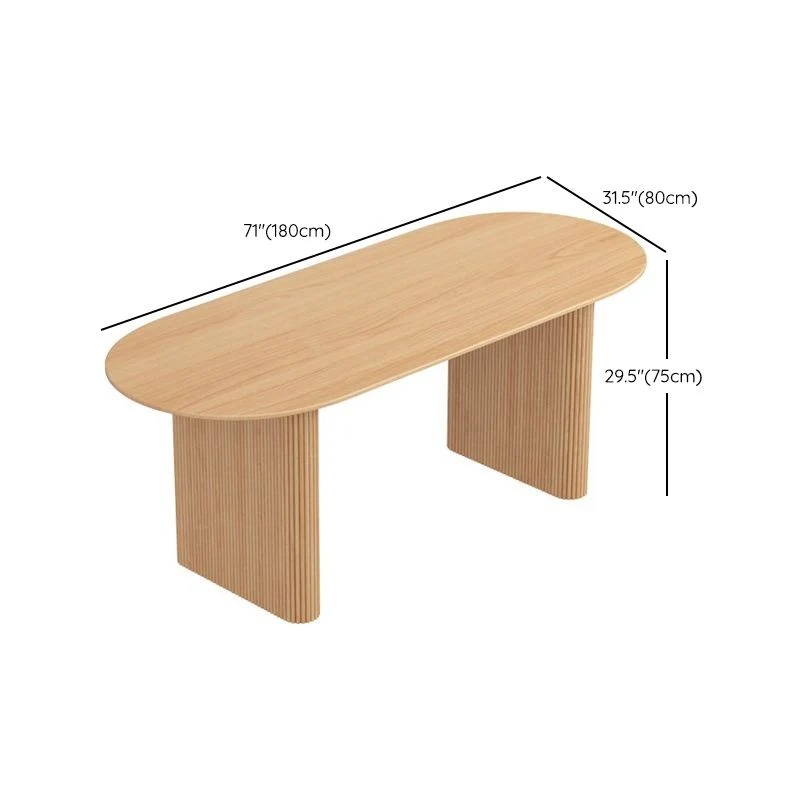 Scrivania moderna Scrivania da ufficio ovale legno massello naturale Clearhalo
