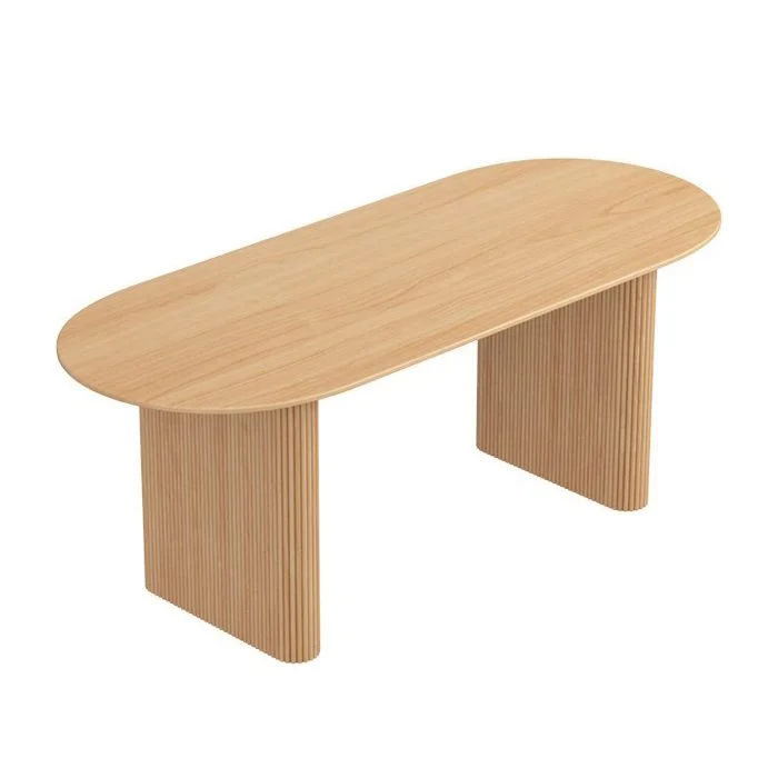 Scrivania moderna Scrivania da ufficio ovale legno massello naturale Clearhalo