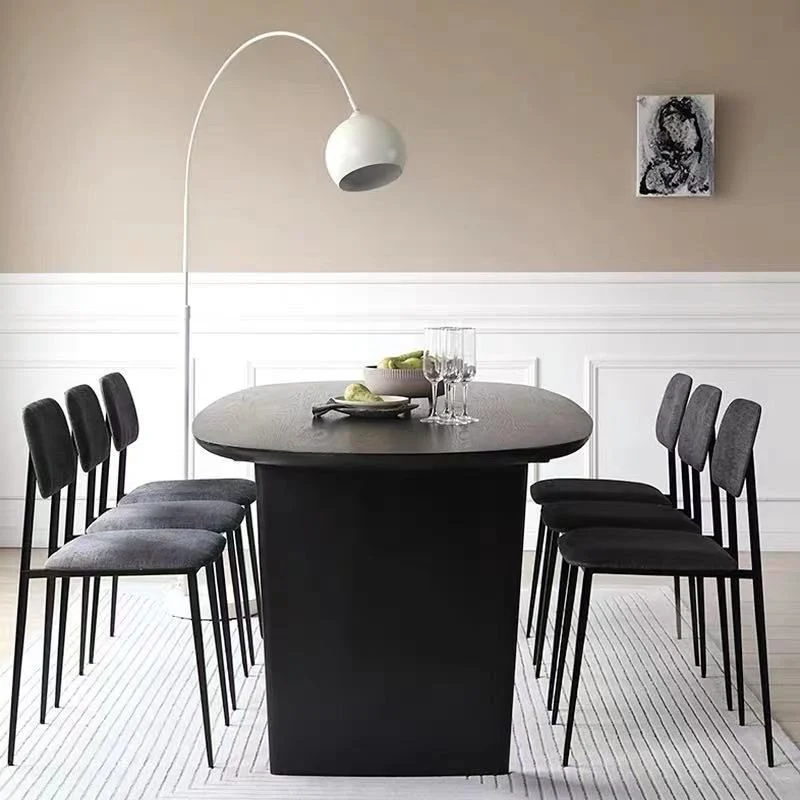 Scrivania moderna da 29" H. Scrivania da ufficio ovale legno massello nero Clearhalo