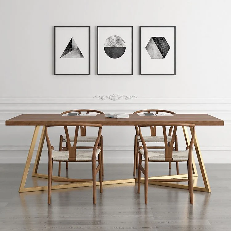 Scrivania moderna Scrivania da ufficio rettangolare legno massello color oro Clearhalo