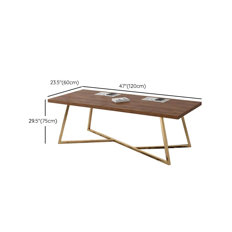 Scrivania moderna Scrivania da ufficio rettangolare legno massello color oro Clearhalo