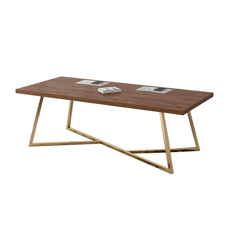 Scrivania moderna Scrivania da ufficio rettangolare legno massello color oro Clearhalo