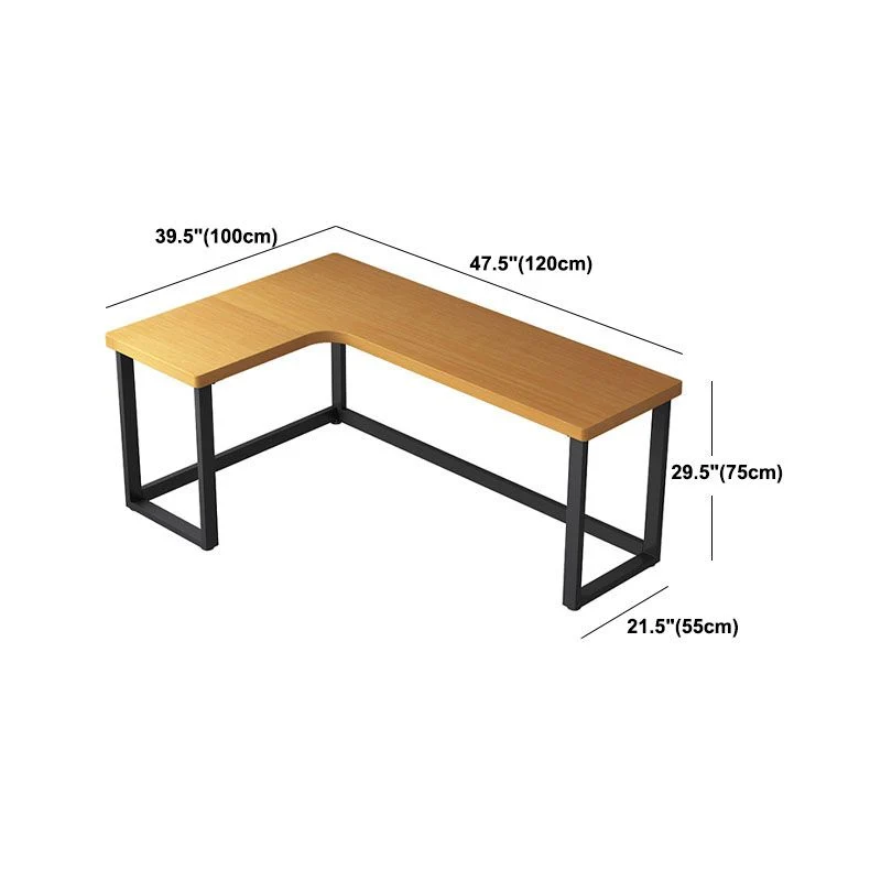 Scrivania moderna da ufficio forma di L naturale, legno massello, con cassetti Clearhalo