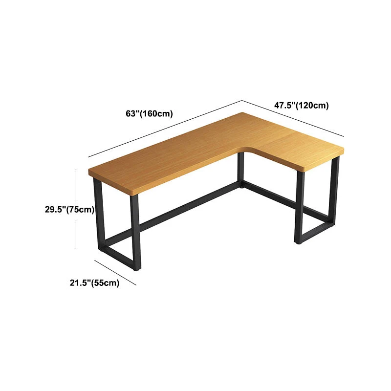 Scrivania moderna da ufficio forma di L naturale, legno massello, con cassetti Clearhalo