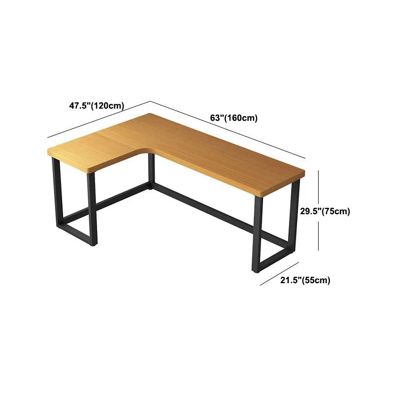Scrivania moderna da ufficio forma di L naturale, legno massello, con cassetti Clearhalo