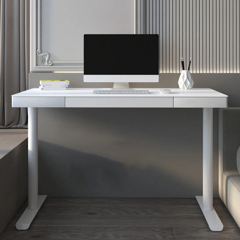 Scrivania moderna vetro specchio Parsons Base Scrivania da ufficio Clearhalo