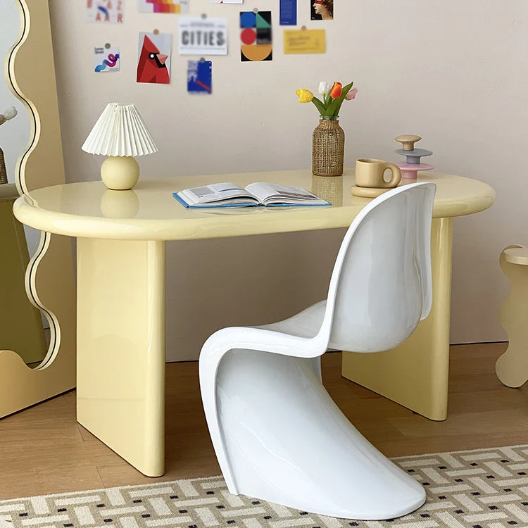 Scrivania ovale stile moderno. Scrivania da ufficio legno massello di pino Clearhalo