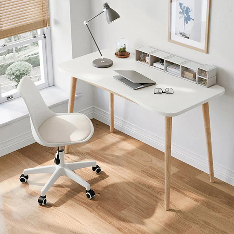 Scrivania per computer con base Parsons stile moderno, gambe legno massello Clearhalo