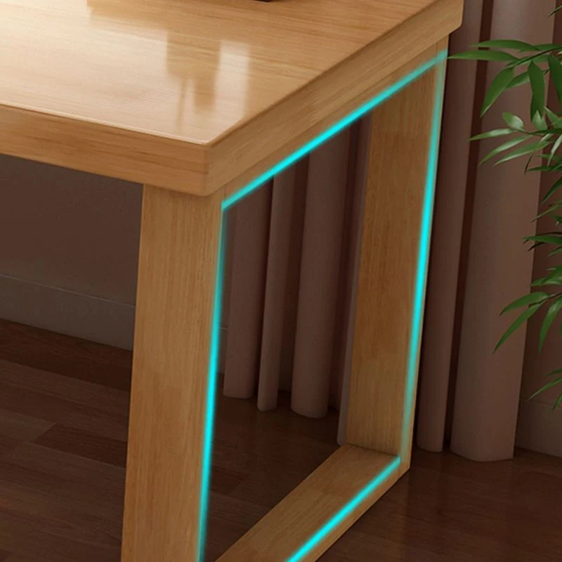Scrivania per computer con base slitta rettangolare legno di gomma, altezza 29,5 pollici Clearhalo