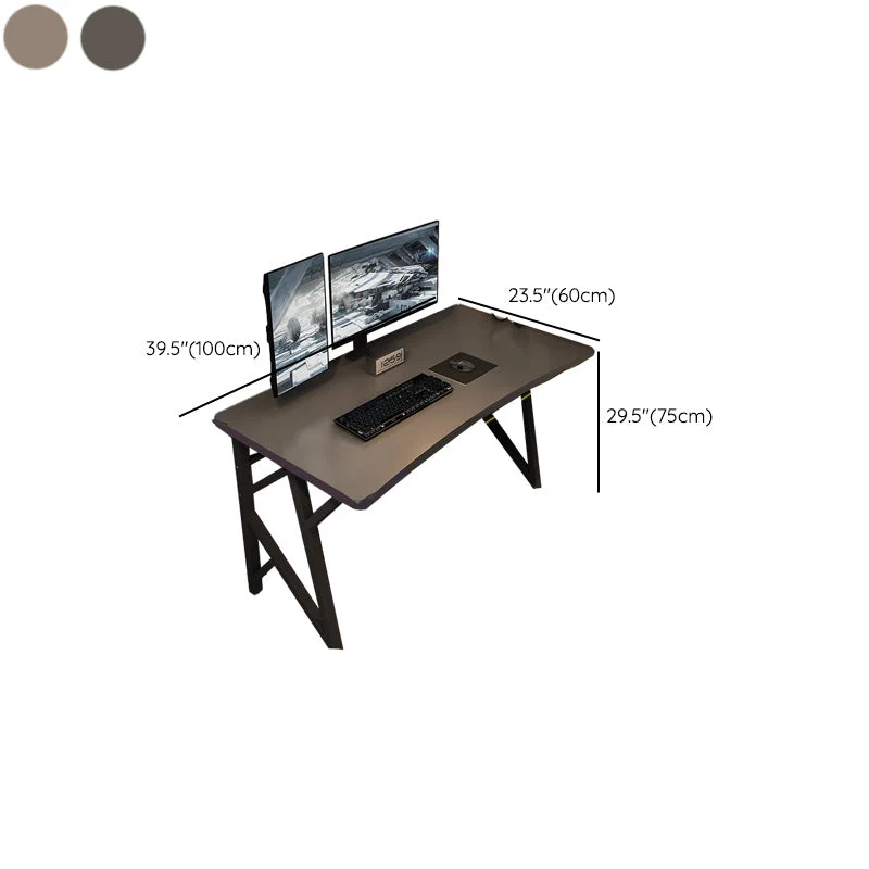 Scrivania per computer contemporanea Scrivania rettangolare con finitura anticata con gambe metallo Clearhalo