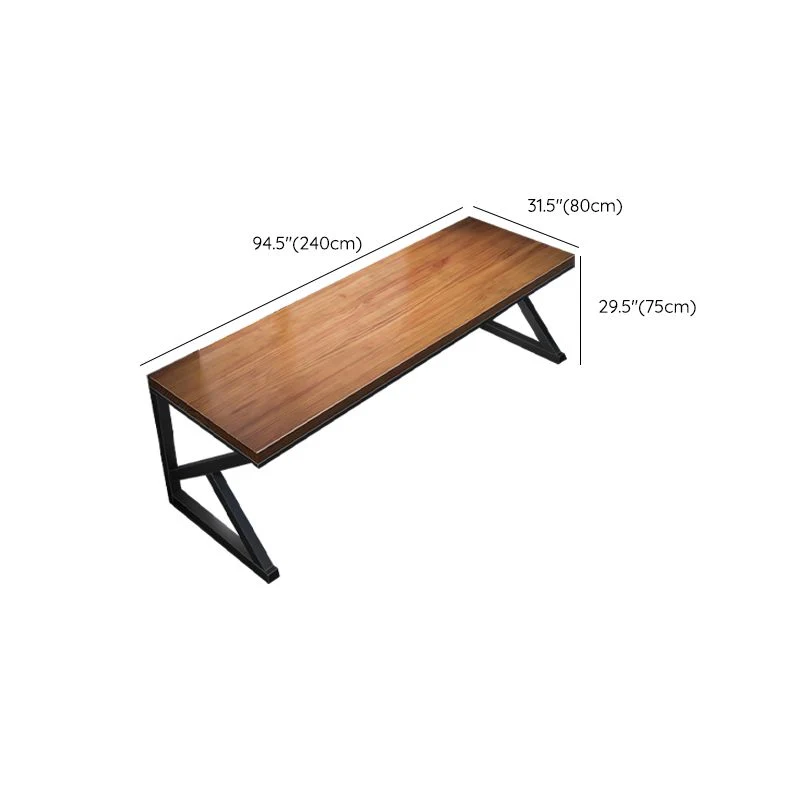 Scrivania per computer di forma rettangolare, scrivania legno massello di colore marrone Clearhalo