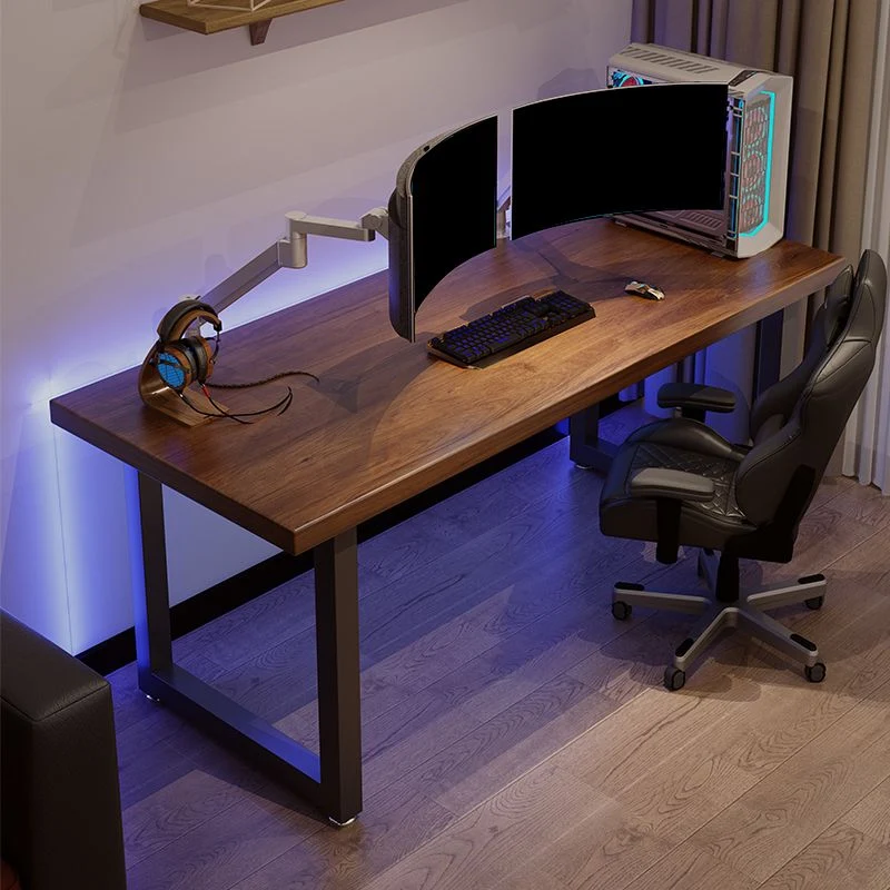 Scrivania per computer industriale legno Scrivania rettangolare con gambe metallo Clearhalo