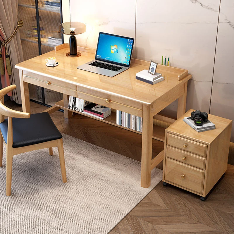 Scrivania per computer legno massello stile glam, 2 cassetti, scrivania da ufficio larga 23,6 pollici Clearhalo