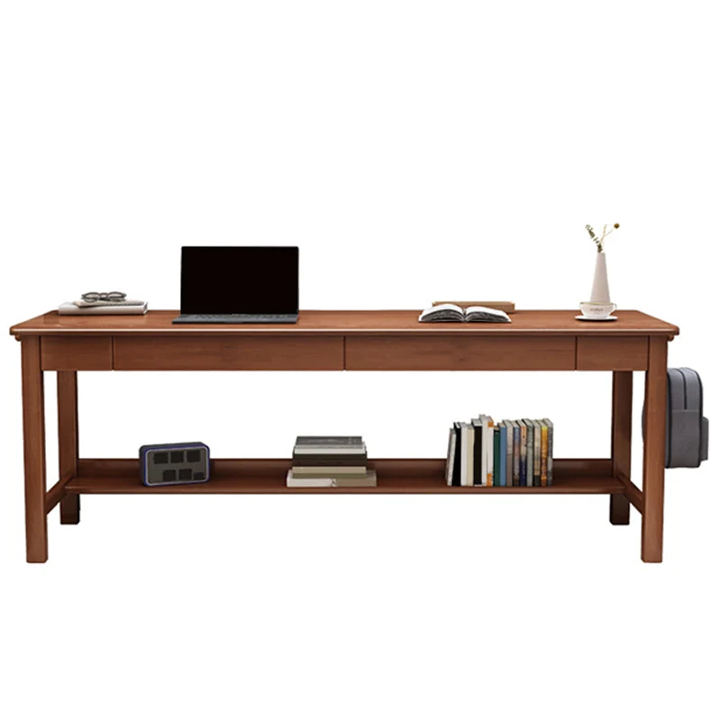 Scrivania per computer legno massello stile Glam, scrivania da ufficio rettangolare 2 cassetti Clearhalo