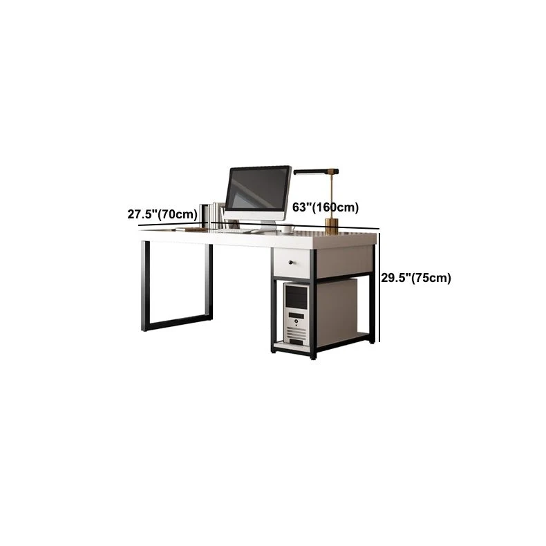 Scrivania per computer legno stile contemporaneo bianco Scrivania rettangolare Clearhalo