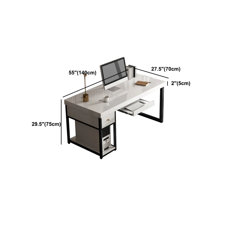 Scrivania per computer legno stile contemporaneo bianco Scrivania rettangolare Clearhalo