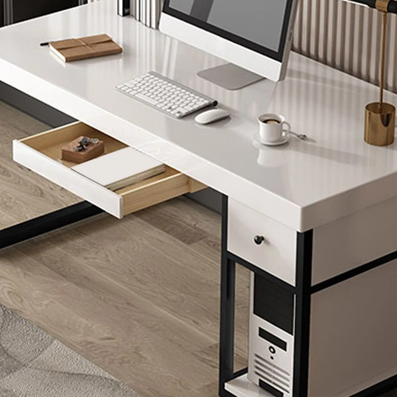 Scrivania per computer legno stile contemporaneo bianco Scrivania rettangolare Clearhalo