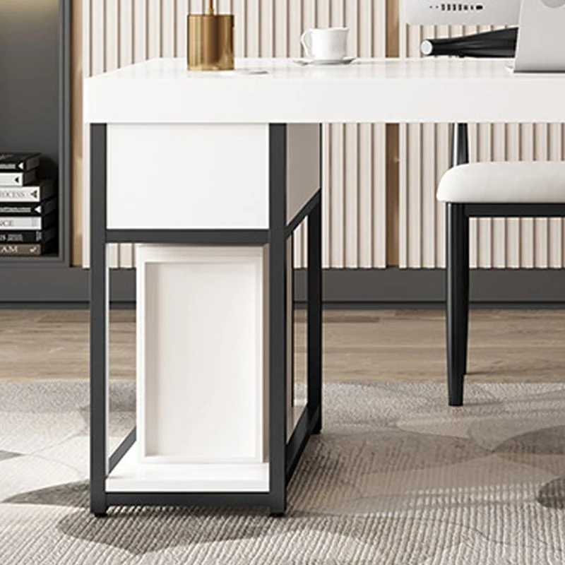 Scrivania per computer legno stile contemporaneo bianco Scrivania rettangolare Clearhalo
