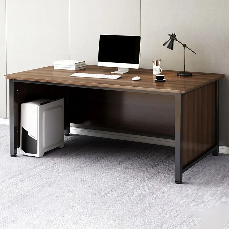 Scrivania per computer moderna legno, gestione dei cavi, scrivania rettangolare Clearhalo
