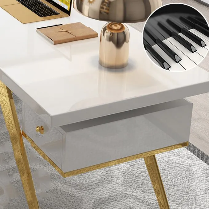 Scrivania per computer moderna rettangolare con piano vetro per la casa Clearhalo