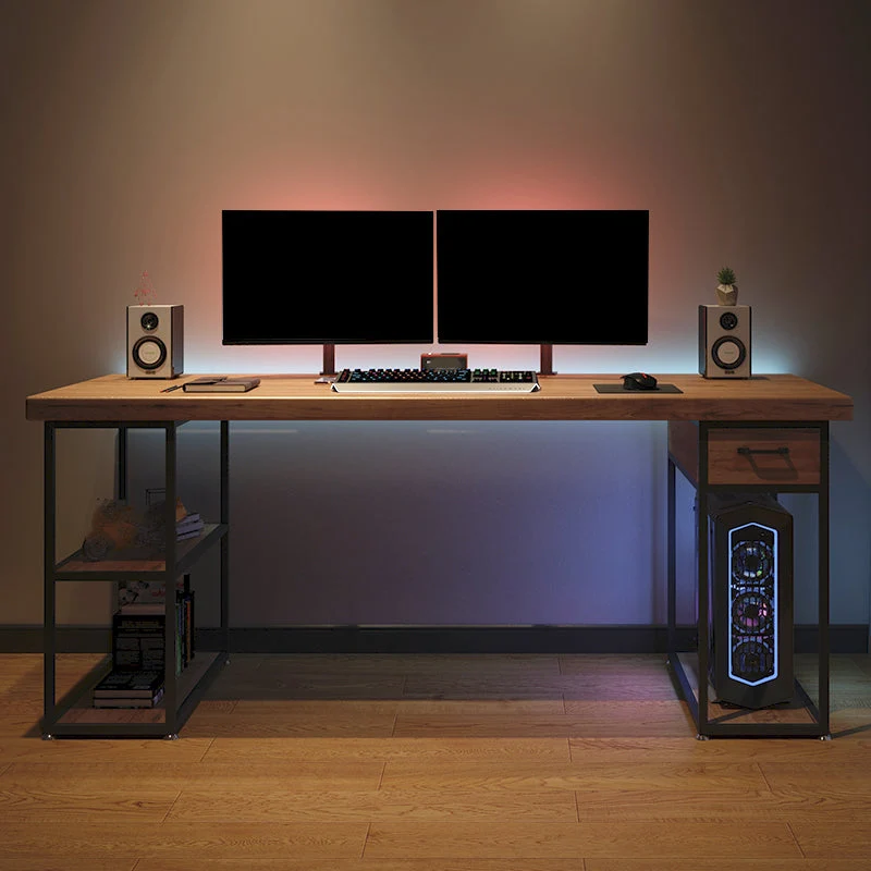 Scrivania per computer rettangolare contemporanea, scrivania da ufficio legno massello con gambe Clearhalo