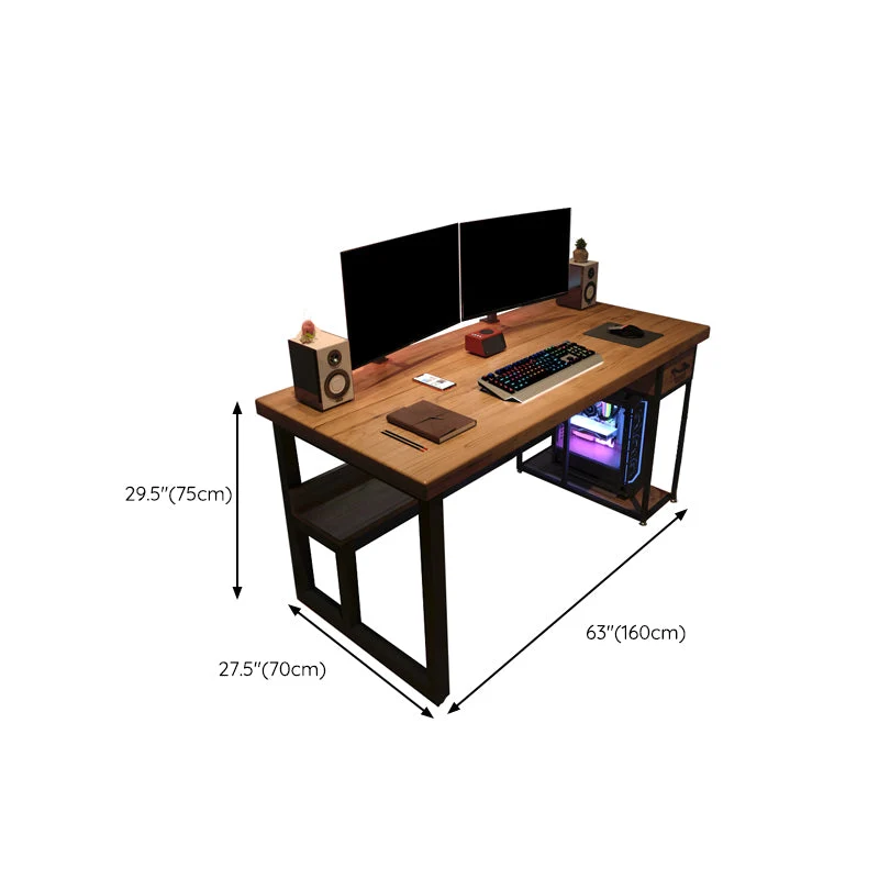 Scrivania per computer rettangolare contemporanea, scrivania da ufficio legno massello con gambe Clearhalo