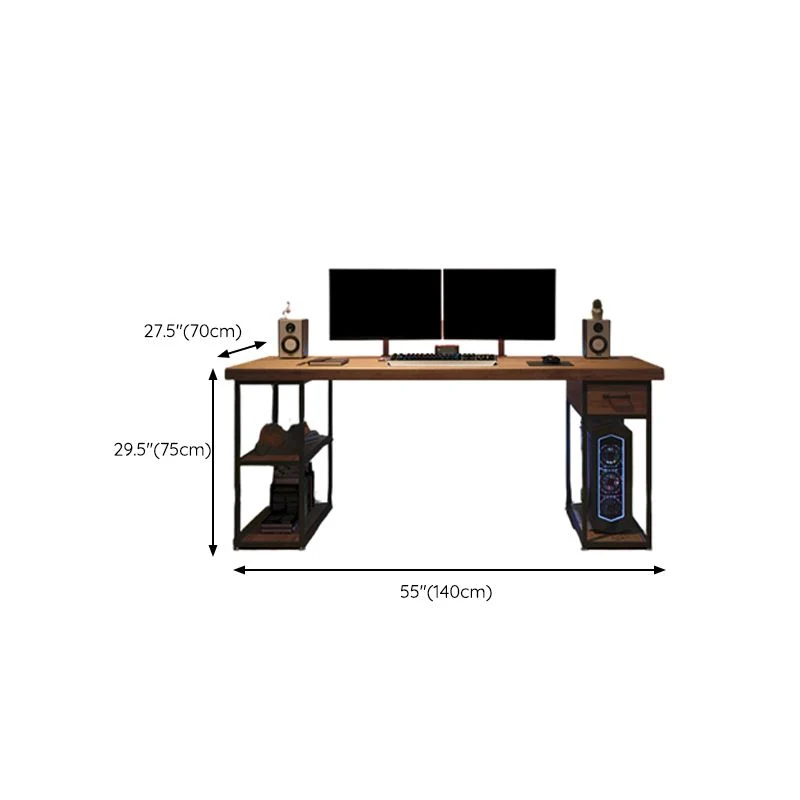 Scrivania per computer rettangolare contemporanea, scrivania da ufficio legno massello con gambe Clearhalo