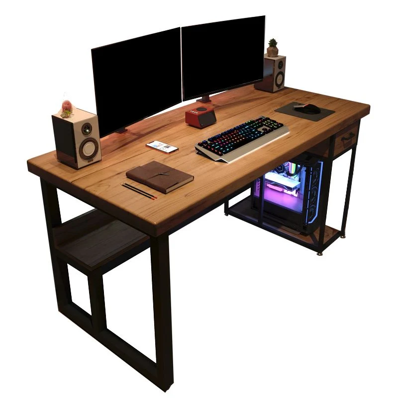 Scrivania per computer rettangolare contemporanea, scrivania da ufficio legno massello con gambe Clearhalo