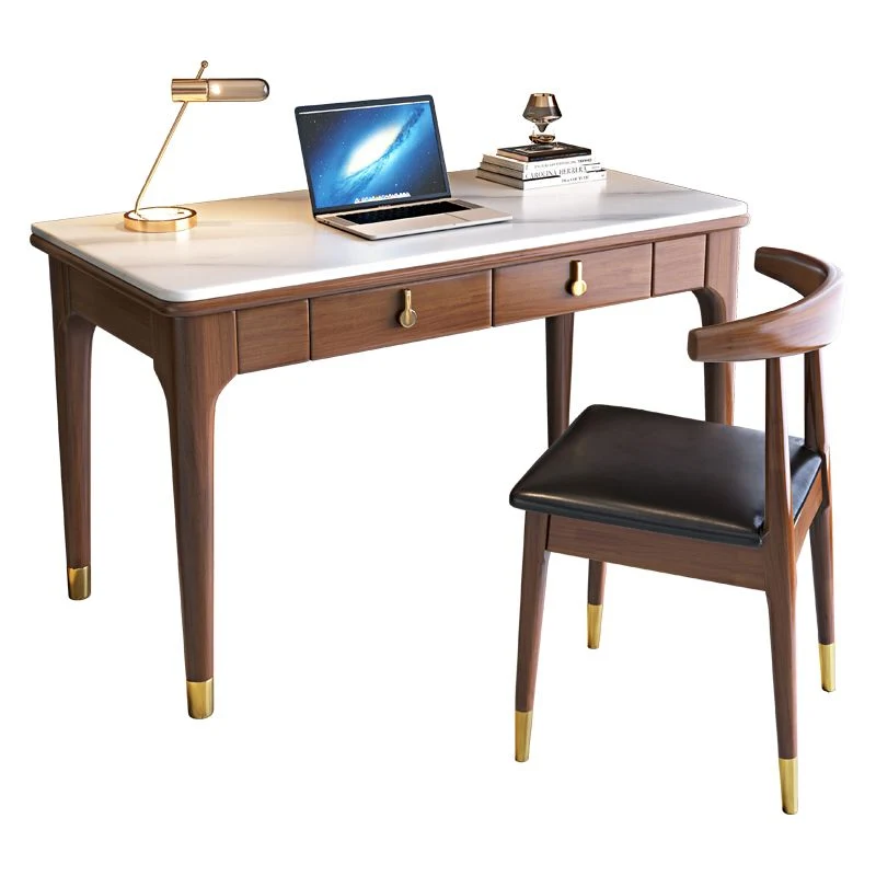 Scrivania per computer stile glam, rettangolare, con 2 cassetti, altezza 29,5 pollici Clearhalo
