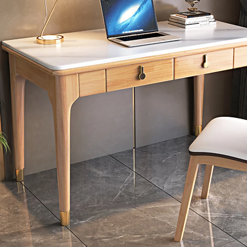 Scrivania per computer stile glam, rettangolare, con 2 cassetti, altezza 29,5 pollici Clearhalo