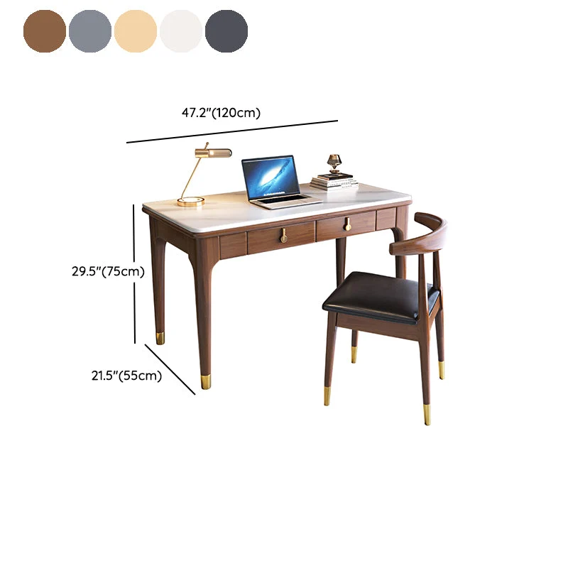 Scrivania per computer stile glam, rettangolare, con 2 cassetti, altezza 29,5 pollici Clearhalo