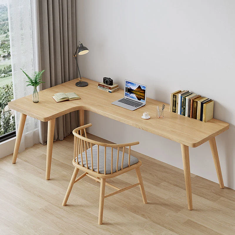 Scrivania per laptop moderna e contemporanea forma di L legno massello Clearhalo