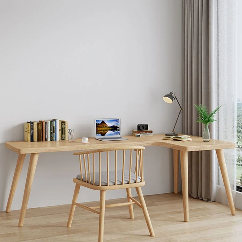 Scrivania per laptop moderna e contemporanea forma di L legno massello Clearhalo