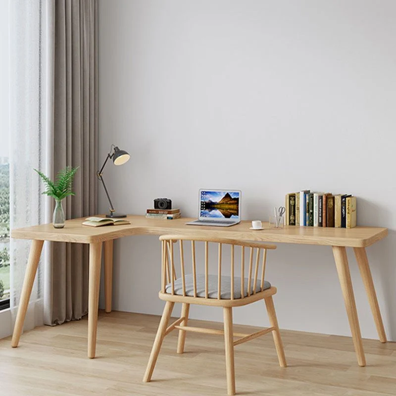 Scrivania per laptop moderna e contemporanea forma di L legno massello Clearhalo