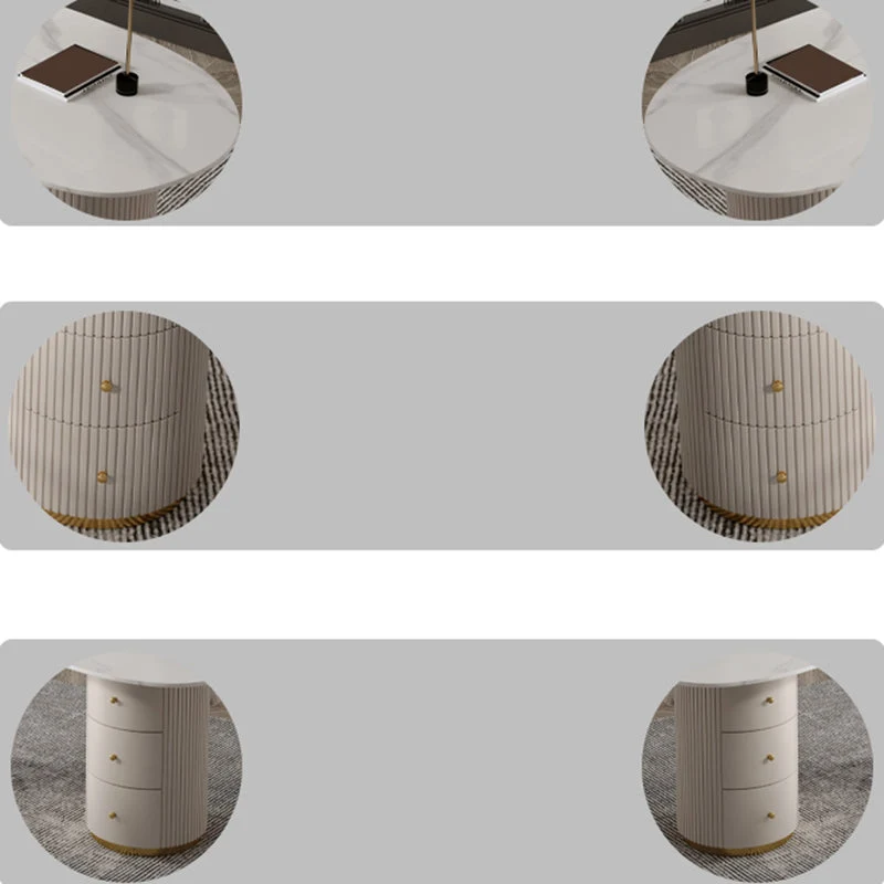 Scrivania pietra stile glam Scrivania da ufficio legno ingegnerizzato con 3 cassetti Clearhalo