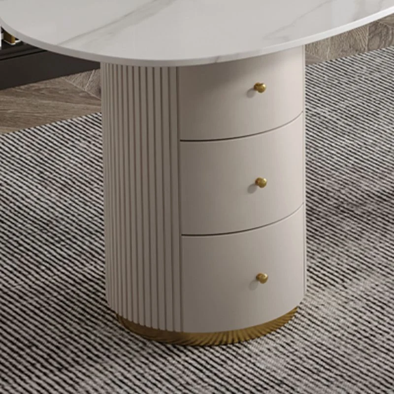 Scrivania pietra stile glam Scrivania da ufficio legno ingegnerizzato con 3 cassetti Clearhalo