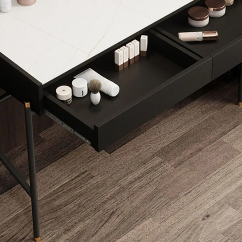 Scrivania pietra stile industriale Scrivania rettangolare con 2 cassetti Clearhalo