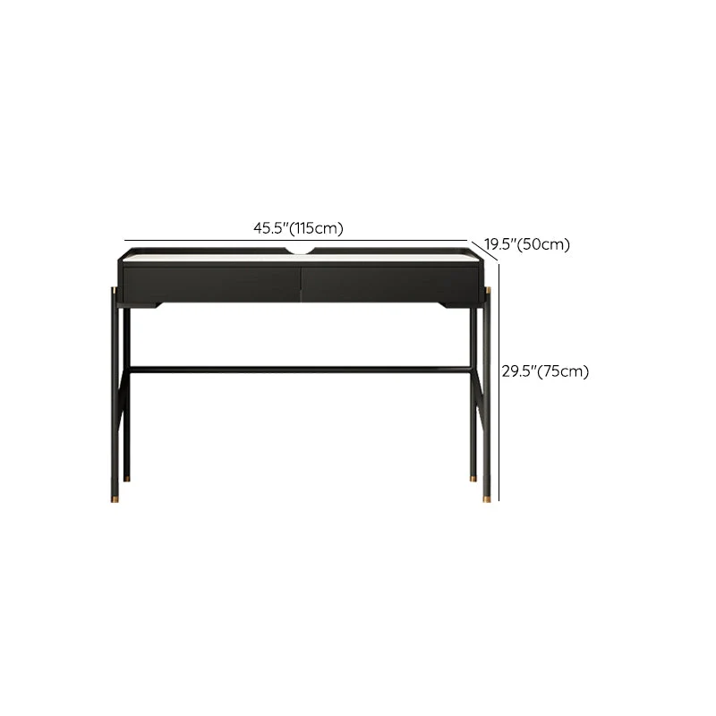 Scrivania pietra stile industriale Scrivania rettangolare con 2 cassetti Clearhalo
