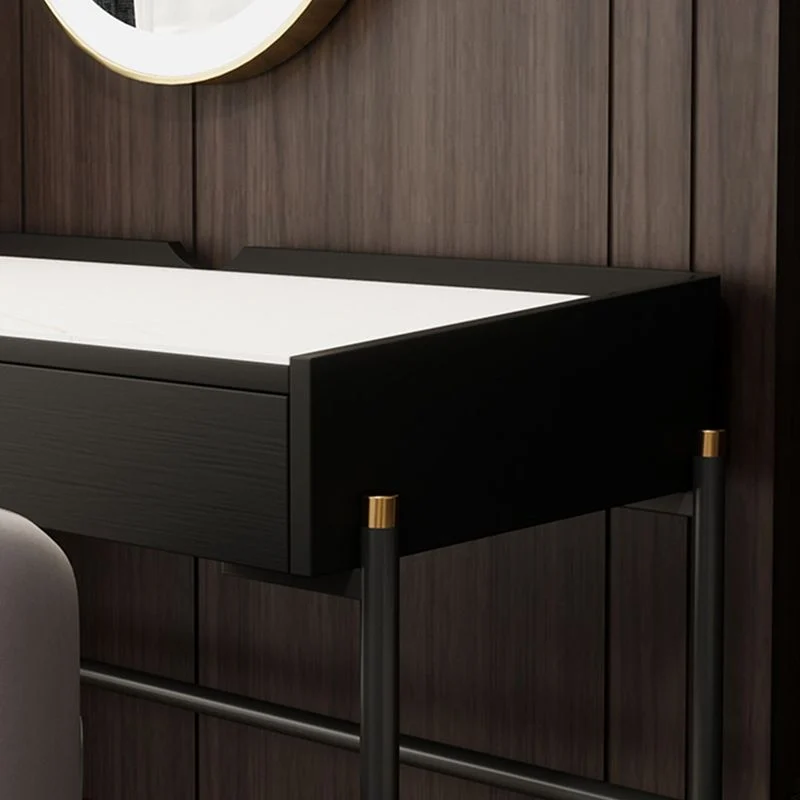Scrivania pietra stile industriale Scrivania rettangolare con 2 cassetti Clearhalo