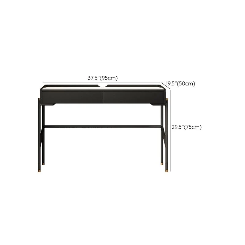 Scrivania pietra stile industriale Scrivania rettangolare con 2 cassetti Clearhalo