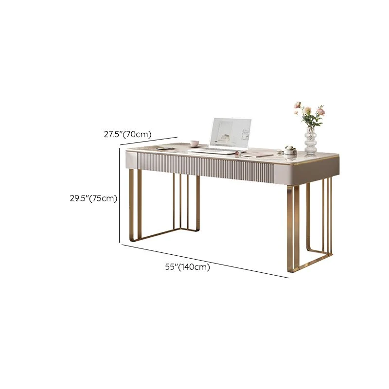 Scrivania rettangolare con piano pietra, stile glam, per ufficio Clearhalo