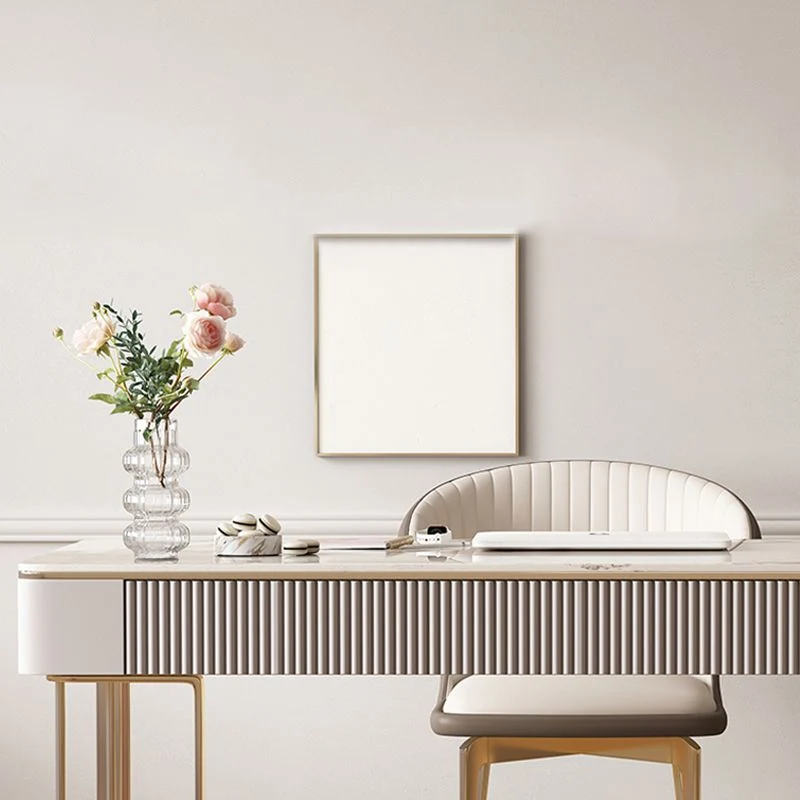 Scrivania rettangolare con piano pietra, stile glam, per ufficio Clearhalo