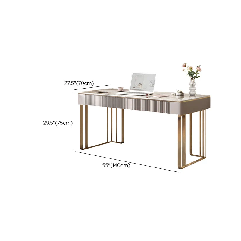 Scrivania rettangolare con piano pietra, stile glam, per ufficio Clearhalo