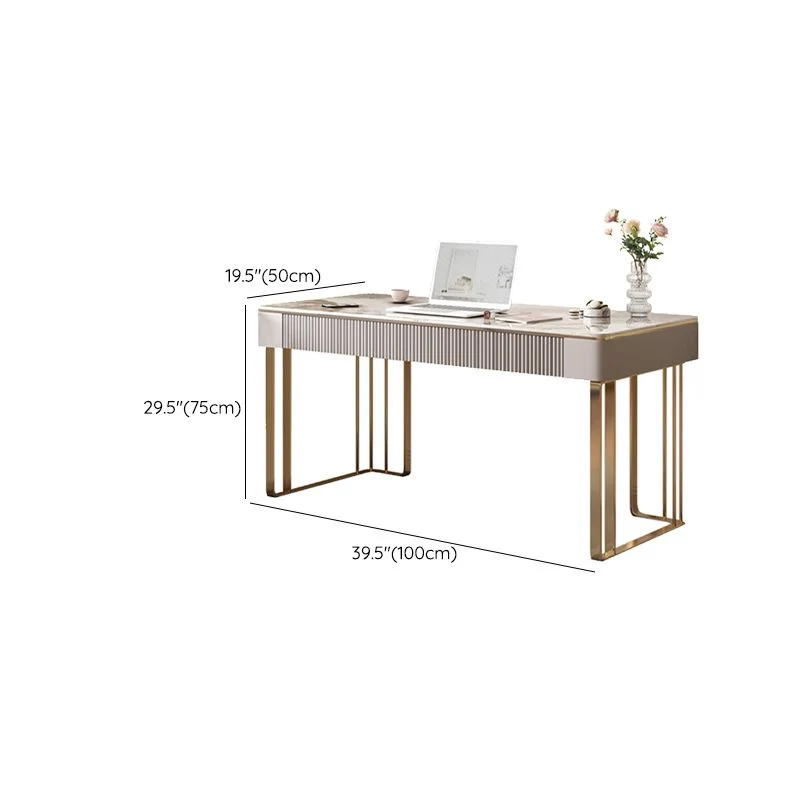 Scrivania rettangolare con piano pietra, stile glam, per ufficio Clearhalo